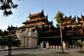 Myanmar - Mandalay, Shwe In Bin Kyaung a wonderful example of the Burmese unique teak architecture and wood-carving art. 